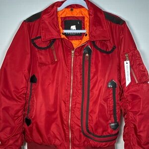 American Stitch Mens Sz Large Red Bomber Flight Aeronautical Jacket